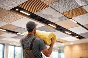 plafond-moderne-panneaux-acoustiques-materiau