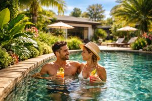 piscine-jardin-plantes-couple-dans-eau