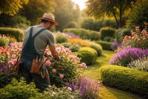 jardinier-dos-fleurs-arbustes-lumiere-naturelle